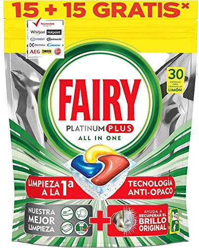 Fairy Platinum PLUS - Spülmaschinentabs All-In-One 30 Kapseln Zitrone, Lemon Geschirrspültabs, Geschirrspülmittel Tabs