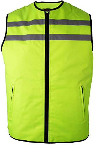 Motorrad Sicherheitsweste mit Taschen (in 2 Farben verfügbar) (L, Neon Grün)