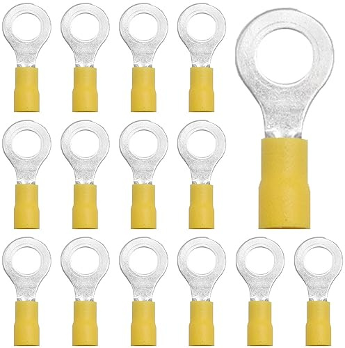 CEEYSEE 50 Pezzi Anello Capocorda Elettrico Terminale Connettori Elettrici Diametro Foro M8 Crimpare Connettori – Per Cavi Da 4,0 – 6,0 mm² (Giallo/YPRY8)