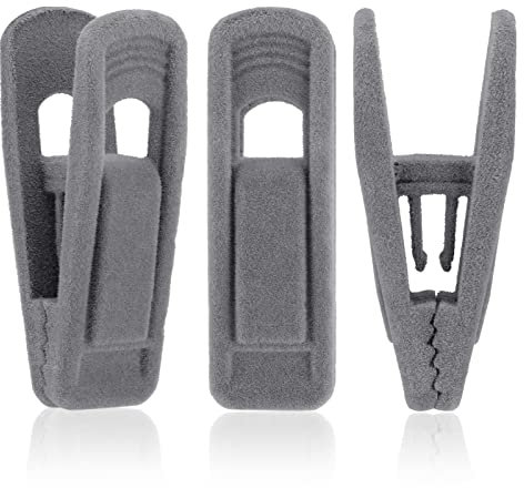 Tinfol 50Stk Samt Kleiderbügel Clips, Grau Kleidung Pins Starker Fingergriff Flocked, Rock-Klammern, perfekt für die Verwendung mit schmalen Samt-Kleiderbügeln