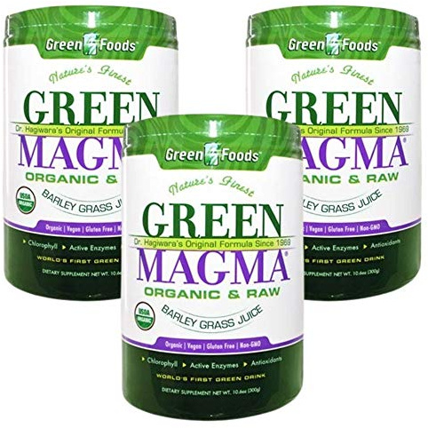 Green Magma Erba d'Orzo Succo Bio Polvere Cruda Ricco di Clorofilla Vegan 900g