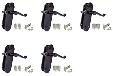 Haven Heritage Black Nickle Shaped Door Handle Victorian Design Scroll Lever On Back Plate Size 170mm x 42mm. Sold as 1 x Pair (Latch Handle Set x 5)