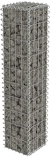 Defacto Columna de gavión de piedra rectangular decorativa para exteriores, grosor del alambre: 4 mm, incluye 4 distanciadores para exteriores, 20 x 20 x 125 cm (DF-GBS20125)