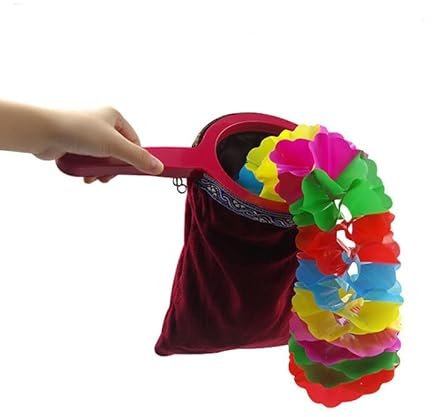 Bolsa de cambio mágica con cremallera para cambiar con flor pequeña (doble capa), trucos mágicos que aparecen desaparecer magia cerca de la etapa Gimmick Prop divertido juguete accesorios