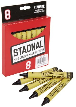 Staonal Marking Crayons, 8/BX, Black, Sold as 1 Box