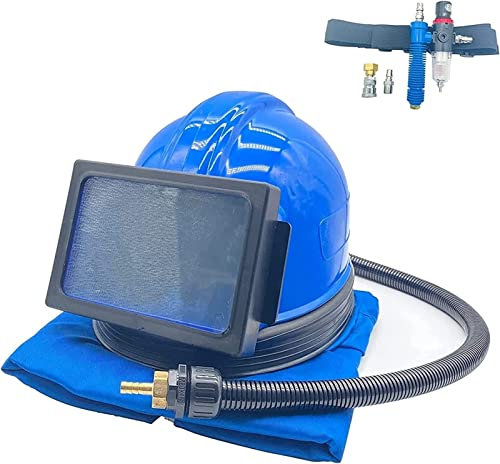 YOPON Sandstrahlhelm Safe Air Feed Sandstrahlhelm mit Schulterschutz Sandstrahlhaube Schutz für Sandstrahlen ausgestattet mit einem Sandstrahlthermostat für Universal Größe Frauen Männer, Bla