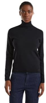 United Colors of Benetton Maglia Ciclista M/L 1002d2348, Maglione Donna, Nero, L