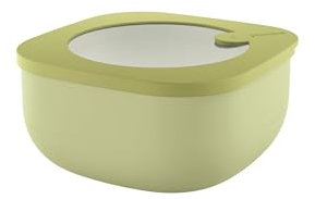 Guzzini - Kitchen Active Design, STORE&MORE BIO, Contenitore Ermetico Basso per Frigo/Freezer/Microonde (M) - Verde Avocado, 16 x16 x h7,8 cm | 975 cc - 170720253