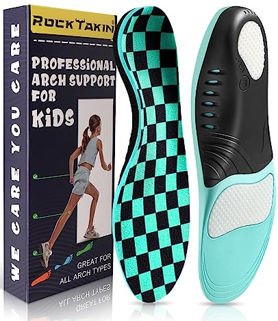 ROCK TAKIN - Plantillas ortopédicas para fascitis plantar, fuerte apoyo para arco alto de los niños, alivio del dolor de pie plano, mejora la postura