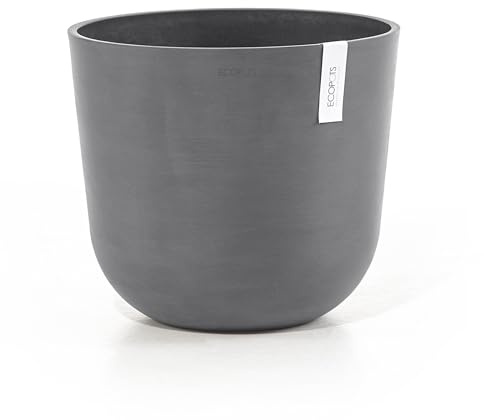 Ecopots Vaso Oslo Grigio - Diametro Ø 35 cm rotondo grande - Vaso per piante in plastica riciclata - Vaso moderno per interni ed esterni