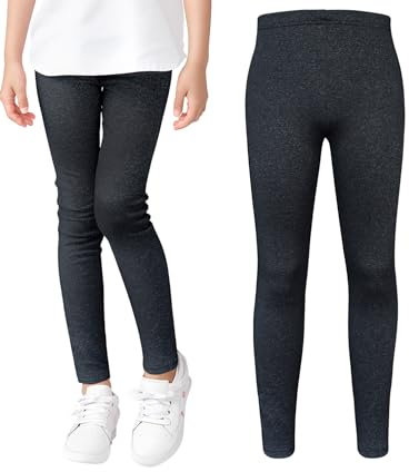 HULIJA Mädchen Leggings Lang Elastische Bund Balletthose Tanzhose Sporthose Trainingsleggings Gymnastik Jogging Freizeit Schwarz 122-128