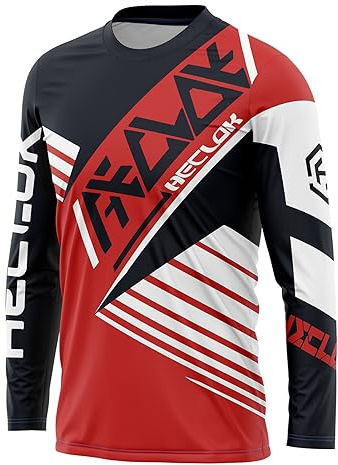 Maillot De Ciclismo De Manga Larga para Hombres, Tops De MTB De Tela Transpirable De Secado Rápido，Camisetas De Motocross De Manga Larga,Material Ligero,Material Transpirable