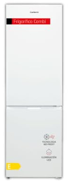 Corberó - Frigorífico Combi | CCH18522EW | 327L | 67,2x60x185,5 | No Frost | Luz LED | Crisper | Balcones Ajustables | Estantes de Cristal | Hueveras | Cubiteras | 40 Db | Blanco