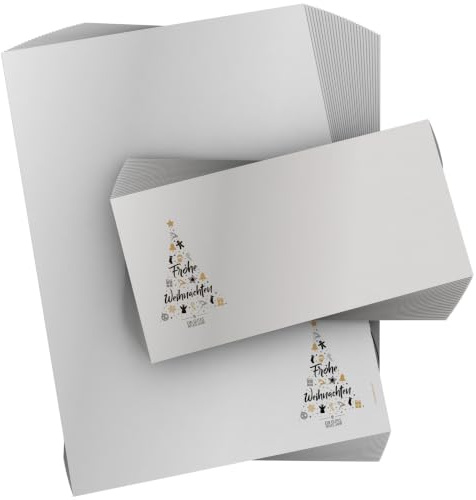 Weihnachtsbriefpapier | Weihnachts-Wunschbaum | Briefpapier | Kuverts | Weihnachtspapier | edel | modern (20 Blatt 20 Kuverts)