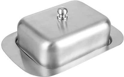 ASelected 18.5X12.2X6 Cm Stainless Steel Butter Dish with Lid Butter Holder Airtight Cheese Dish Butter Plate with Lid Kitchen Dinnerware