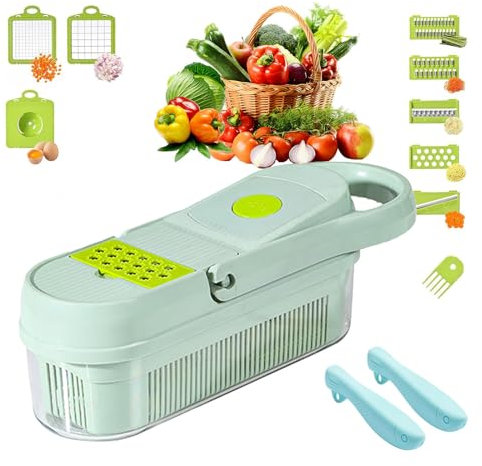 Picadora Manual 12 en 1 Picadora Manual para Cebolla,Papa,Tomate Y Verduras con Colador Espiralizador De Verduras