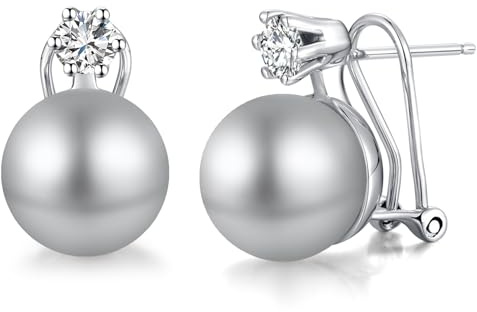 Perlenohrringe Silber 925 Hängend Perlen Ohrringe Hängend Perlenstecker Silber Perlen Ohrstecker Grau