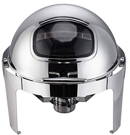 Chafing Disk Bufféset Rund Roll Top Matvärmare Chafer med utsiktsfönster, matpanna, vattenpanna, bränslehållare, 5L