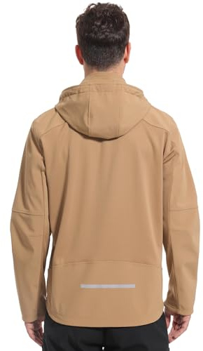 INBIKE Softshelljacka för män med huva vattentät vandringsjacka vinter vindtät för berg, löpning, cykling och andra utomhusaktiviteter, Khaki, XL