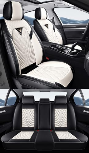 NOBQUA Autositzbezüge Universal Set, Leder Autositzbezug Komplettset, Vordersitze & Rückbank，Universal Fit für die meisten PKW, SUV, Limousinen und LKW