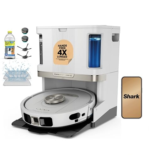 Shark PowerDetect | 2-in-1 Robot Vacuum & Mop for Carpets & Hard Floors | Powerful Suction & Mopping for Pet Hair | Self-Empty & Self-Clean NeverTouch Pro Base | 60-Day Capacity | White | AV2800ZE