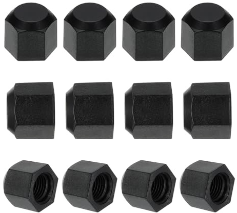PATIKIL 1/4 Plastic Flare Cap, 7/16-20UNF Female Thread 12Pcs 45 Degree SAE Flare Tube Fitting Valve Cap Plug Stop for Air Conditioner Pipe Gas Line Hydraulic, Black