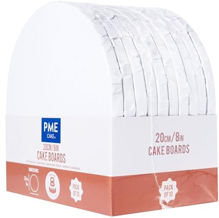PME Set de 10 Plateaux à gâteau Ronds avec bords enveloppés, Blanches (8 / 20cm), Blanche