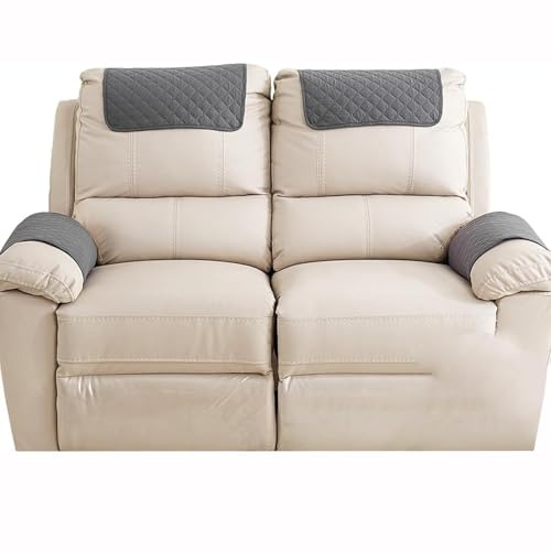 adadvo Sofa Armlehnenbezüge，Couch Kopfstützenbezug，Armlehnenschoner für Armkappen Schonbezüge Sessel Relaxsessel Sofa Armbezug Kopfstützenschutz Sitzbezug mit Taschen(B2,2 seat 4pieces)