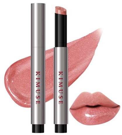 KIMUSE Veganskt läppglans, Juicy & Glowy Lip Balm, återfuktande fast läppstift, läpp-plumper för lång hållbarhet