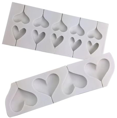 Alipis Moules en Silicone pour Bonbons Cœur 2pcs, Moules à Chocolat et Sucettes Faits Maison, 4 et 10 Cavités, Matériau Silicone Flexible Cuisine