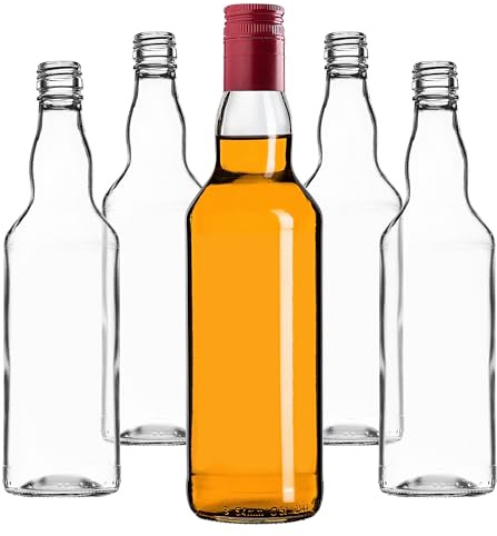 KADAX Botellas de vidrio de 500 ml, 10 unidades, vacías para licores con tapón de rosca, para zumo (Rojo, Largo)