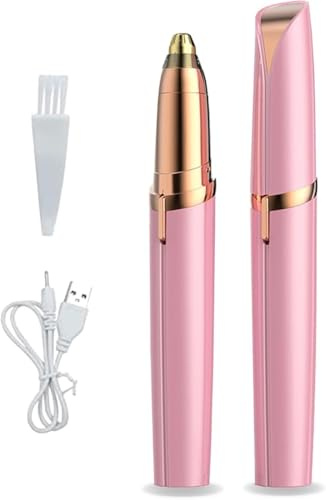 Rasoio per sopracciglia da donna, epilatore per sopracciglia ricaricabile per donna, rasoio per sopracciglia indolore e portatile per depilazione viso labbra e naso (rosa)