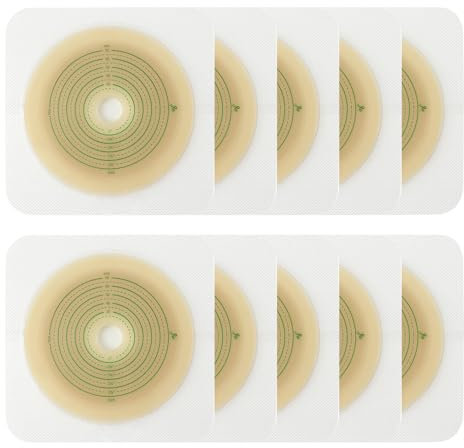 Barrière cutanée adhésive avec bordure non tissée pour poche drainable en deux parties, 10 pièces pour colostomie, iléostomie, soins de stomie, à découper, fournitures pour iléostomie