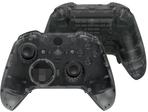 eXtremeRate Coque Manette pour Xbox One Elite Series 2 Cover Grip avec Boutons & Joystick Anneaux,Couvercle Rechange pour Xbox Elite Series 2 Core Controller - Modèle 1797,Noir Transparent