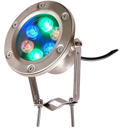 JOUFNING Luci Subacquee per Laghetti AC 24V, Lampada A LED per Fontane Sommergibile con Supporto A Clip, Faretto RGB in Acciaio Inossidabile Impermeabile IP68(Green,18W)