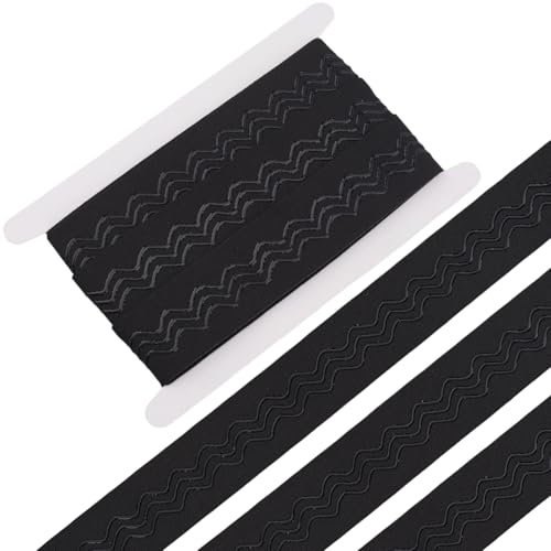 GORGECRAFT 5m*40mm Bande Élastique Antidérapante en Silicone Noir Ceinture Plate avec 3 Bandes en Caoutchouc Ondulées Ruban Extensible pour Bricolage Couture Artisanat sous Vêtements Shorts de Vélo