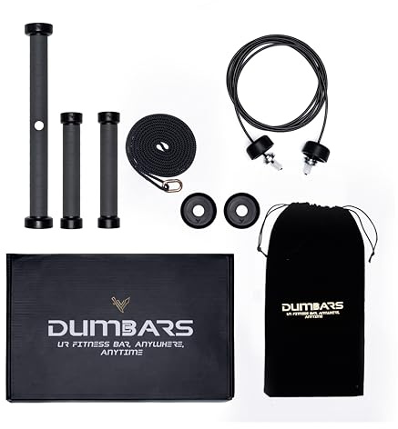 Modular Fitness Equipment Doubles as Dumbbell Set, Forearm Roller, Barbell, Clubbell, Jump Rope, Mace – Dumbbars Portable Workout Set At Home Workout for Posture Improvement, Muscle Building