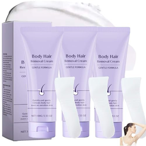 Haarentfernungscreme für Körper,Entfernt Gesichtshärchen sanft & Zuverlässig,Schmerzfreie, Hair Removal Cream For Women Man, Hydrating,Enthaarungscreme für trockene Haut,für Körper,Arme & Beine (3)