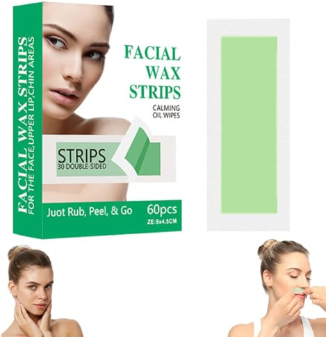 60pcs Wachsstreifen zur Haarentfernung für Frauen Männer - Gesichtshaarentfernung für Frauen, Wachsstreifen für Gesicht, Körper, Arme, Beine, Brust, Rücken, Bikini