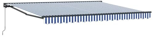 vidaXL Toldo Retráctil Manual Azul y 400 x 300 cm Aluminio y Tela, Toldo Semi-Cassette Moderno para jardín y terraza, Rectangular, diseño Flexible, fácil de Instalar y versátil