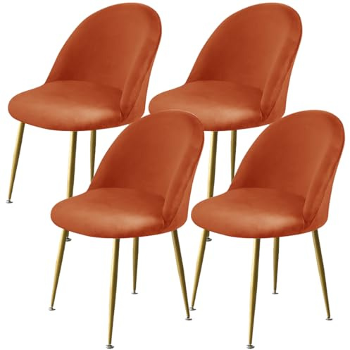 Levoberg - Funda de silla de comedor escandinava extensible de terciopelo, con respaldo redondo elástico, funda de silla escandinava para casa, boda, hotel, 4 piezas, color naranja oscuro