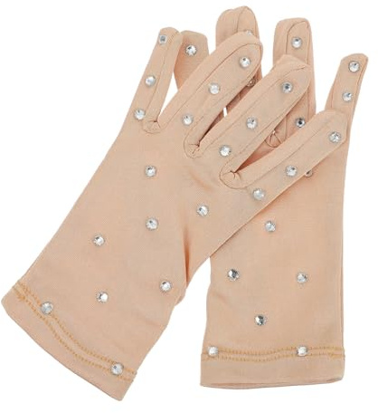 FRCOLOR Elastische Handschuhe Für Damen rutschfest Und Geeignet Für Eiskunstlauf Tanz Und Performance Mit Glänzenden Strasssteinen Im Retro-Stil