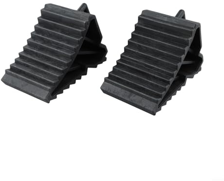 Gdfnmogo Cuñas de rueda de freno para remolque, caravana, caravana, cuñas antideslizantes de ABS resistentes con asas, paquete de 2, color negro, apto para remolques sin freno