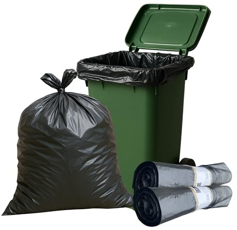 Heavy Duty Wheelie Bin Liners 240L, 20 Strong Refuse Sacks on a Roll, Durable & Leak-Resistant Bin Bags, 100% Recycled Plastic, Fits 120L – 240L Wheelie Bins for Home, Garden & Commercial Use (40)