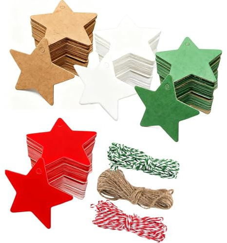 KIMHOME 100 Stück Weihnachtsanhänger mit Kordel zum Basteln, Weihnachtsdekoration, Weihnachtsdekoration, Basteln