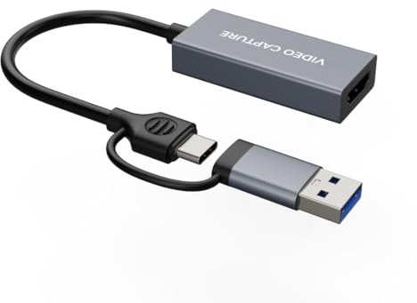 Scheda di acquisizione video HDMI 4K 1080p60, USB 3.0 e Type-C, acquisizione di giochi plug-and-play per PS5/Xbox/Switch/Quest 3, iPad Pro/Mac/Windows/OBS, passaggio zero ritardo, custodia tascabile