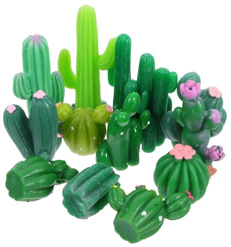 Gogogmee Lot de 12 Mini Cactus Décoratifs en Résine Décor de Micropaysage DIY Décorations de Bureau Miniature sans Entretien pour Maison Bureau ou Tableau de Bord de Voiture Ambiance
