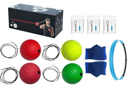 Set Di Palline Per Riflessi Da Boxe, Design Leggero, Palla Da Boxe A 4 Livelli Con Fasce Regolabili, Allenamento Per Abilità Di Combattimento E Coordinazione Occhio-mano, Vestibilità Regolabile, Facil