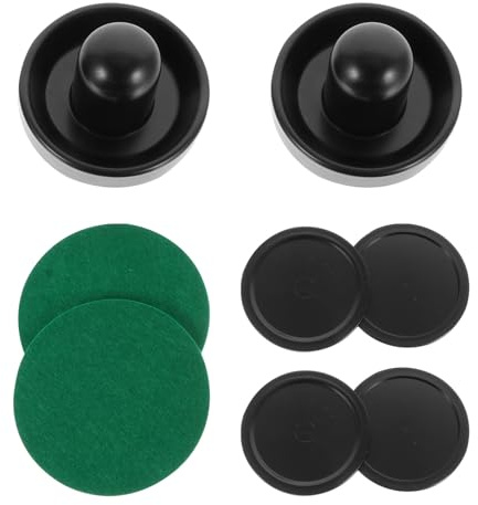 BESPORTBLE Set Accessori Air Hockey Spingidischi in Plastica 96Mm e Palline Nere 64Mm per Tavolo da Gioco Domestico e Sala Giochi Ricambi per Gioco Hockey da Tavolo Adatto a Feste e