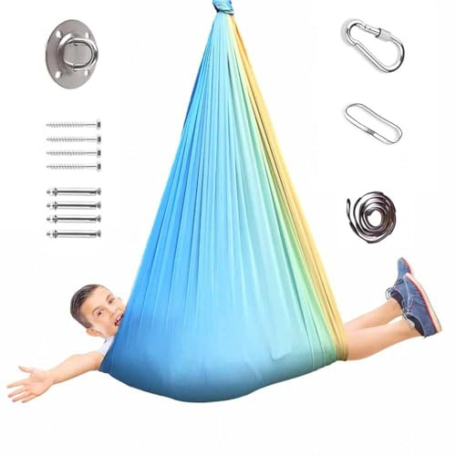 𝐘𝐨𝐠𝐚tuch- Swing 200 Kg Max -Yoga 𝐬𝐜𝐡𝐚𝐮𝐤𝐞𝐥 Geeignet, um Ängste abzubauen,Glück (280 * 150CM) Tragfähigkeit Mit Beschläge,F